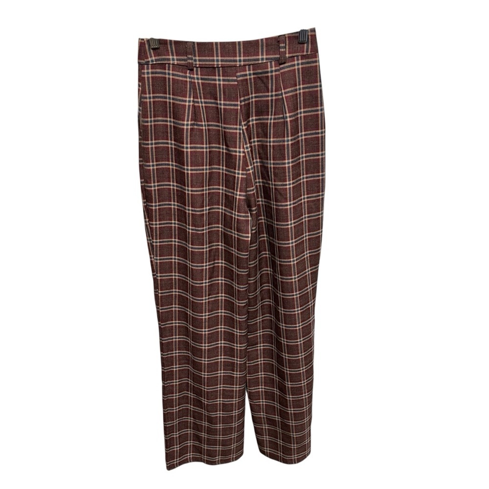 Nasty Gal wide leg trouser red plaid pleated high rise women’s 0 punk grunge - Picture 2 of 9